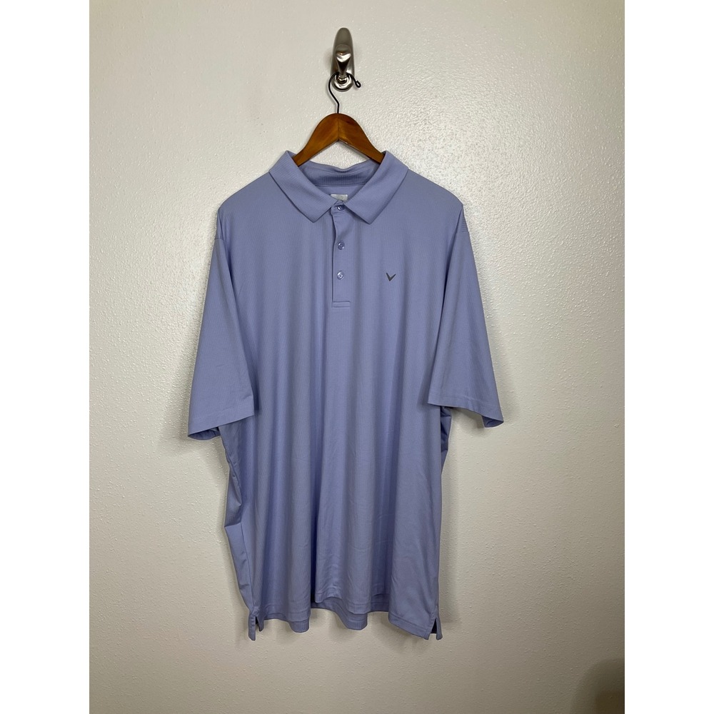 Callaway Opti-Dri Mens 2XLT Blue Micro Grid Golf Polo Short Sleeve Tall Shirt